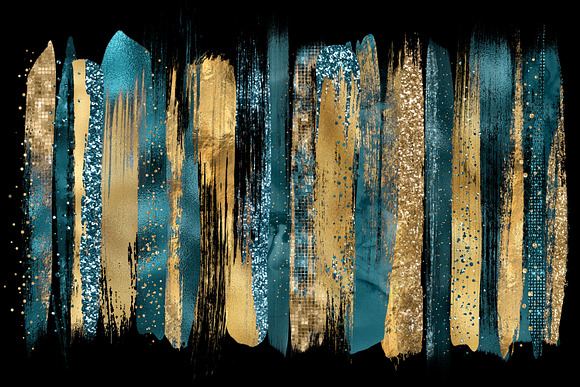 Teal and Gold Brush Strokes in Illustrations - product preview 1