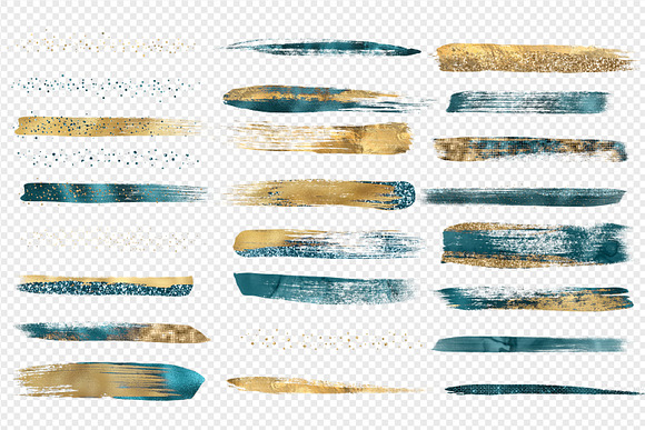 Teal and Gold Brush Strokes in Illustrations - product preview 2