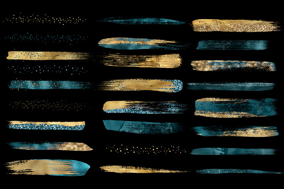 Teal and Gold Brush Strokes in Illustrations - product preview 3
