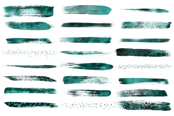 Teal Brush Strokes Clipart in Illustrations - product preview 2