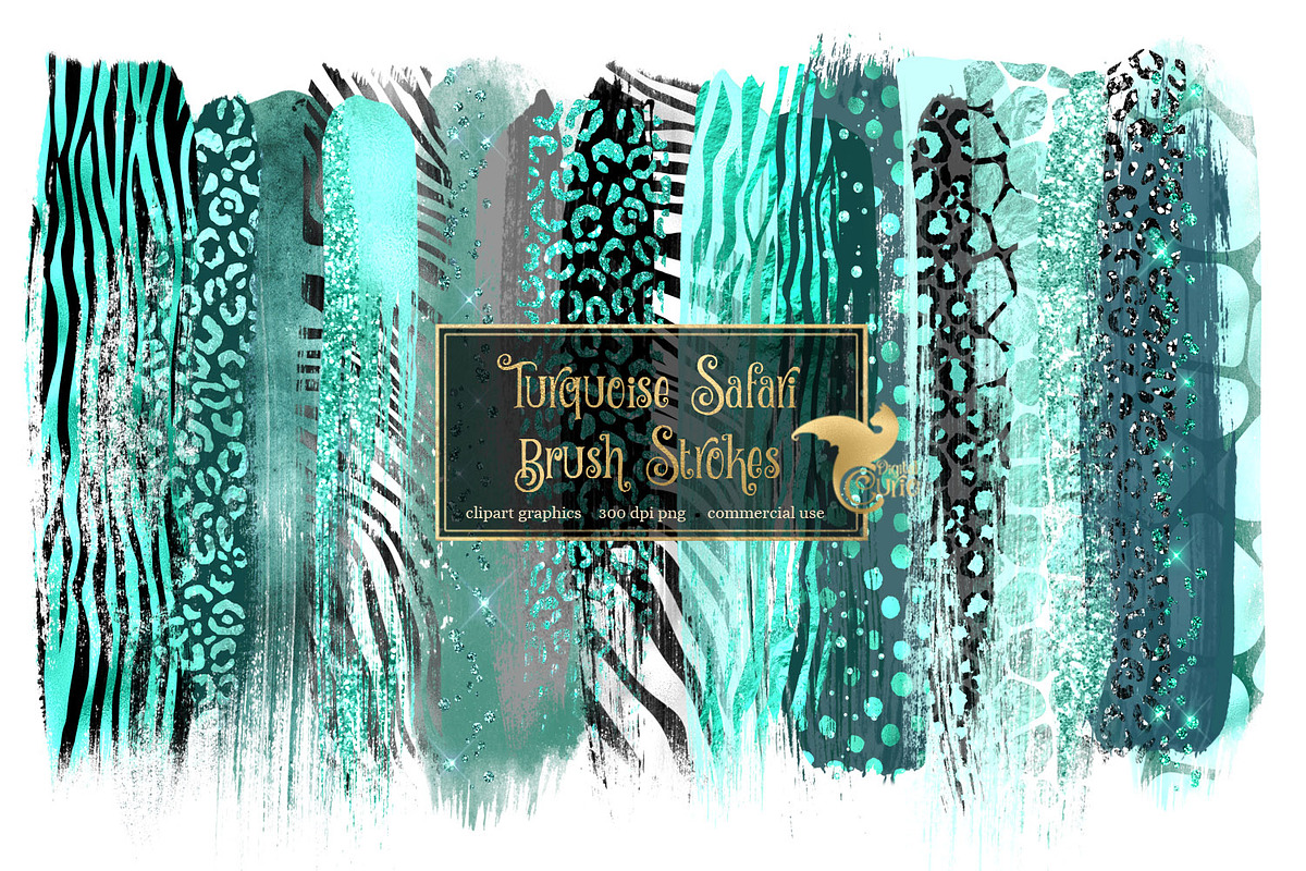 Turquoise Safari Brush Strokes in Illustrations - product preview 8
