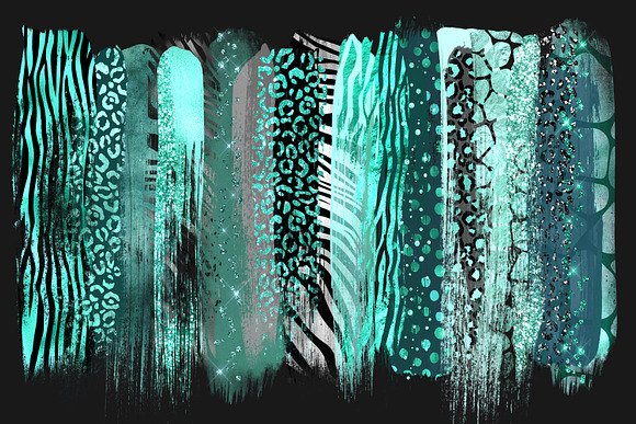 Turquoise Safari Brush Strokes in Illustrations - product preview 1