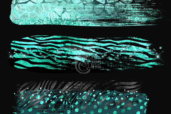 Turquoise Safari Brush Strokes in Illustrations - product preview 2