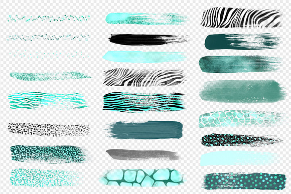Turquoise Safari Brush Strokes in Illustrations - product preview 3
