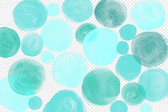 Turquoise Watercolor Circles in Illustrations - product preview 2