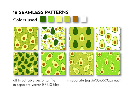 Avocado Drawings & Pattern Set in Patterns - product preview 2