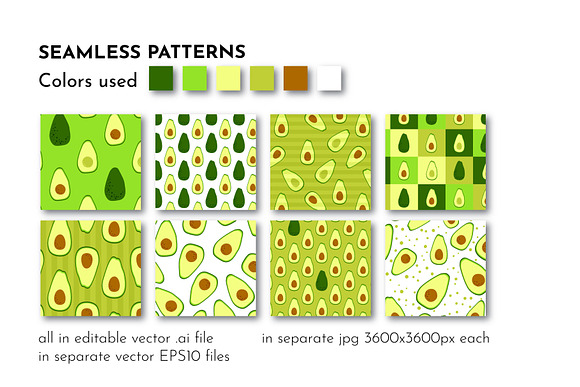 Avocado Drawings & Pattern Set in Patterns - product preview 3