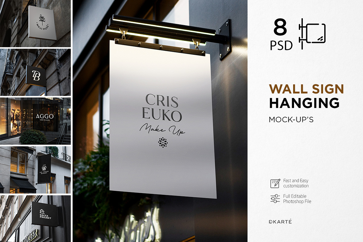 Wall Sign Hanging Mock-Up in Branding Mockups - product preview 8