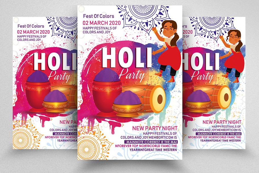Holi Festival of Color Flyer Psd