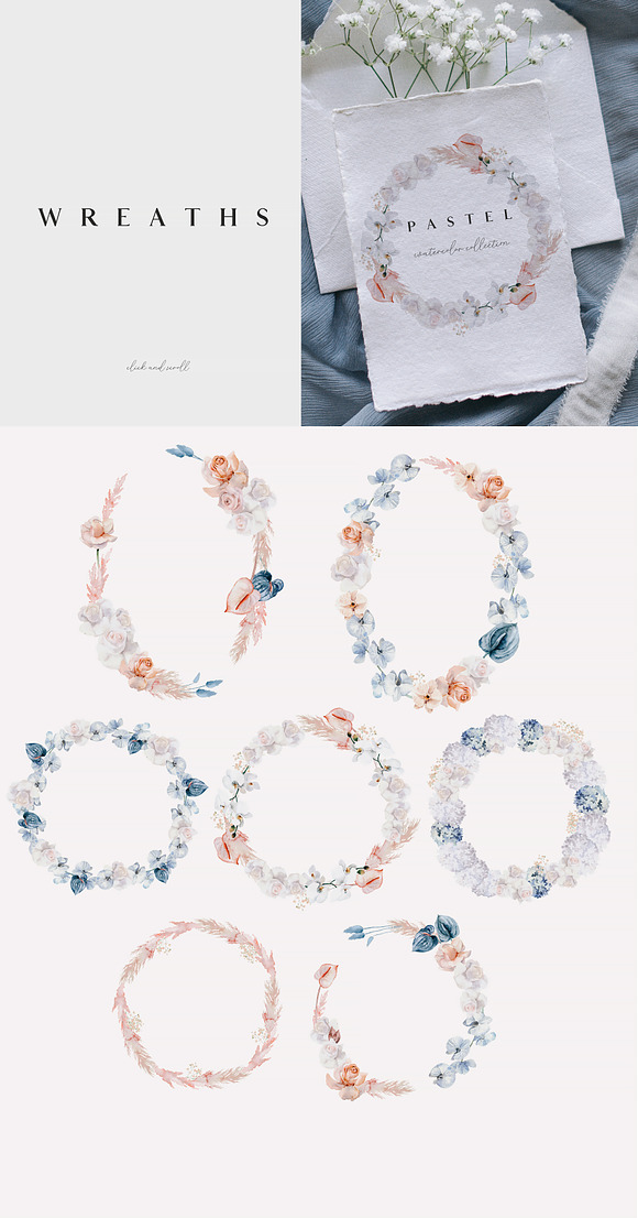 Pastel - watercolor collection in Illustrations - product preview 9