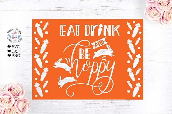 Eat Drink and Be Hoppy Stencil SVG