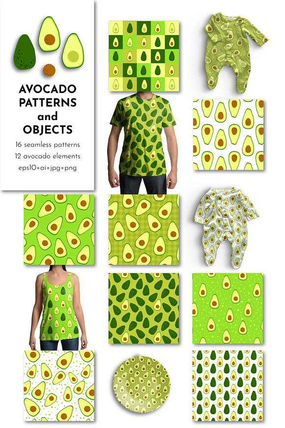 Avocado Drawings & Pattern Set in Patterns - product preview 9