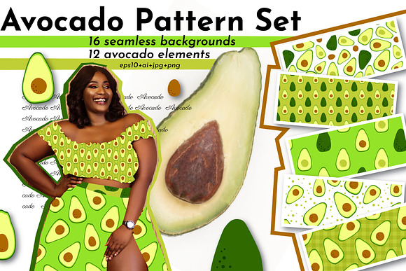 Avocado Drawings & Pattern Set in Patterns - product preview 10
