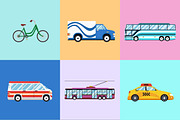 Urban city vehicles icon set