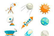 Vector flat space icon set