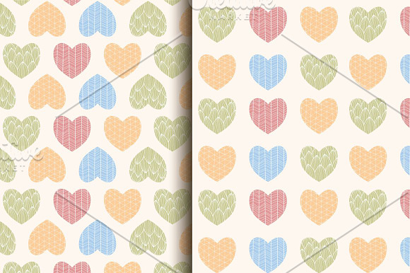 6 Seamless Patterns, Hearts & Lines in Patterns - product preview 1