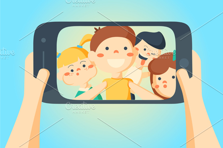 People Taking Selfie. Friends photo in Graphics - product preview 8