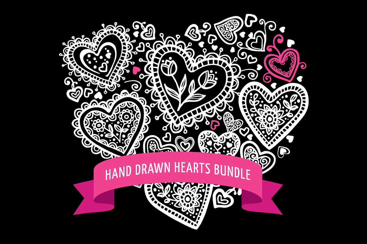 Hand drawn hearts bundle in Illustrations - product preview 8