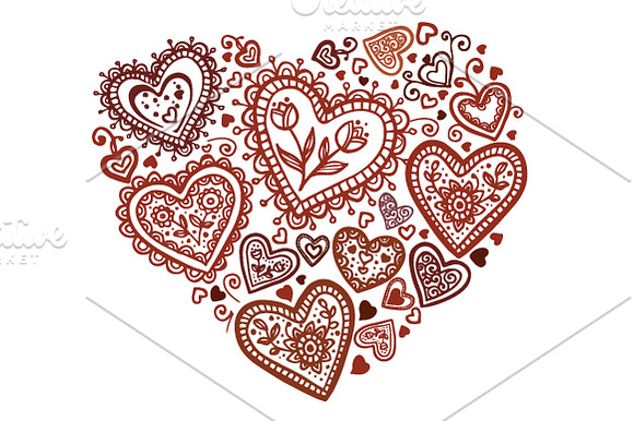Hand drawn hearts bundle in Illustrations - product preview 2