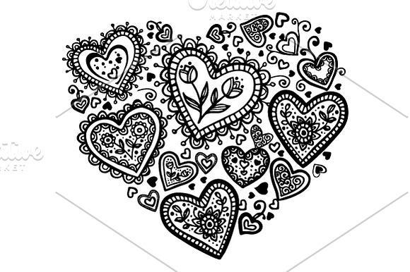 Hand drawn hearts bundle in Illustrations - product preview 3
