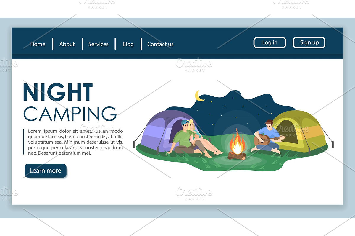 Night camping landing page in Landing Page Templates - product preview 8