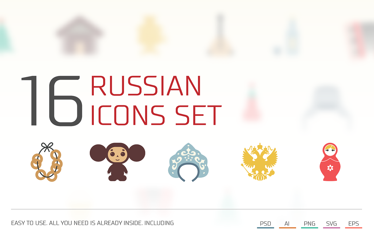 Russian Flat Icons Set in Graphics - product preview 8