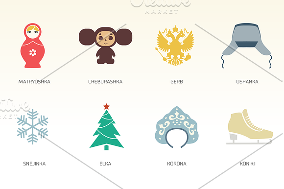 Russian Flat Icons Set in Graphics - product preview 1