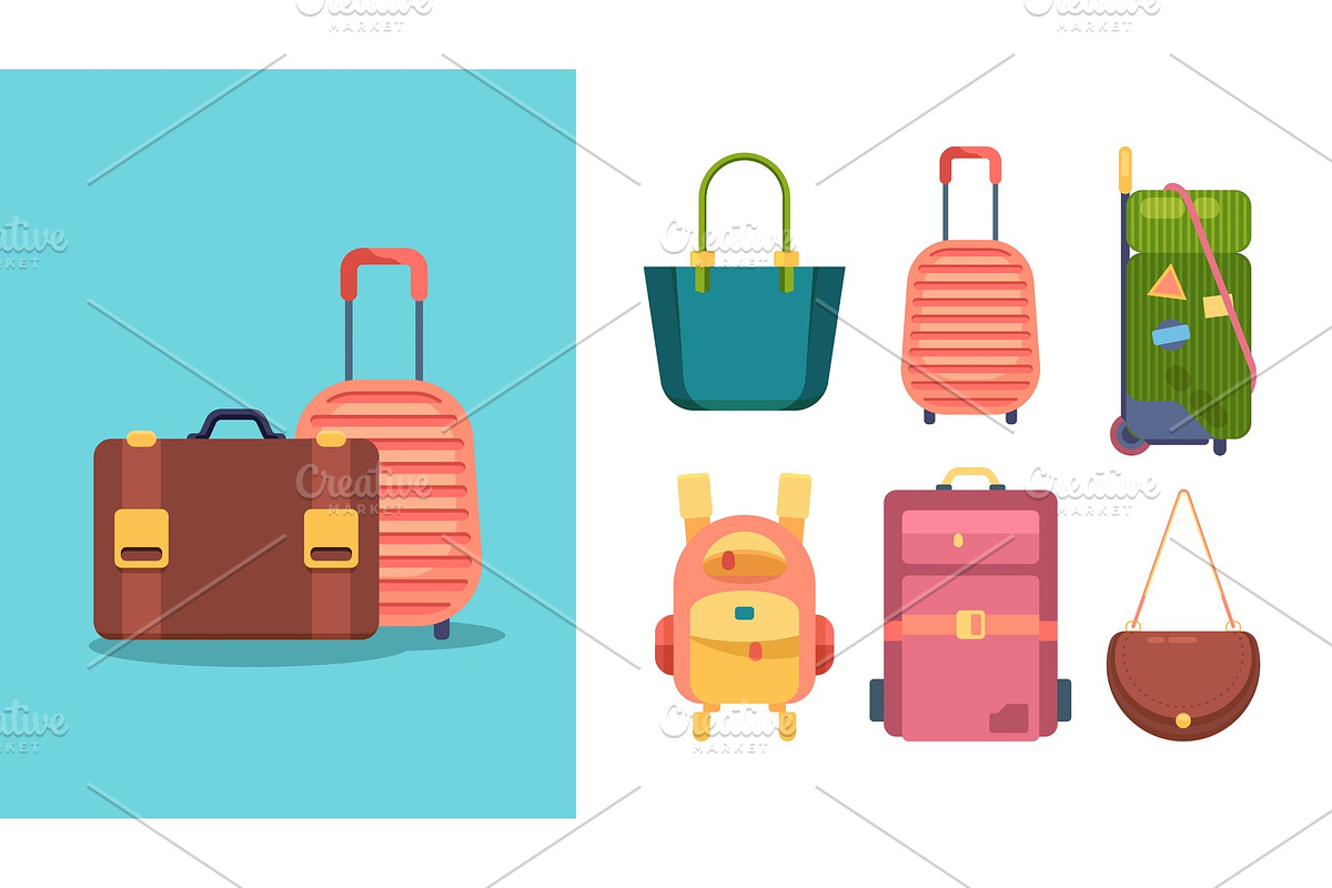travel bags. stylish cases and women in Illustrations - product preview 8