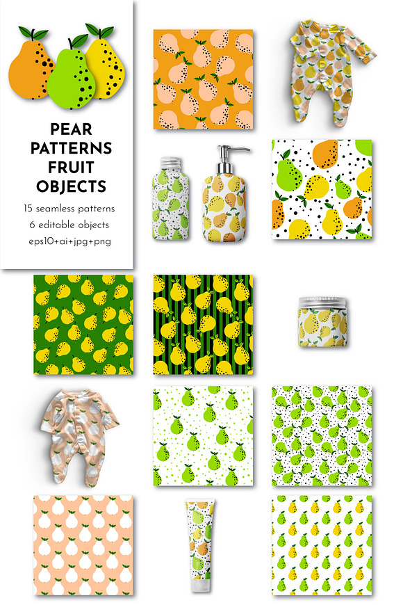 Pear fruit pattern illustration in Patterns - product preview 10