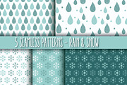 5 Seamless Patterns - Rain & Snow