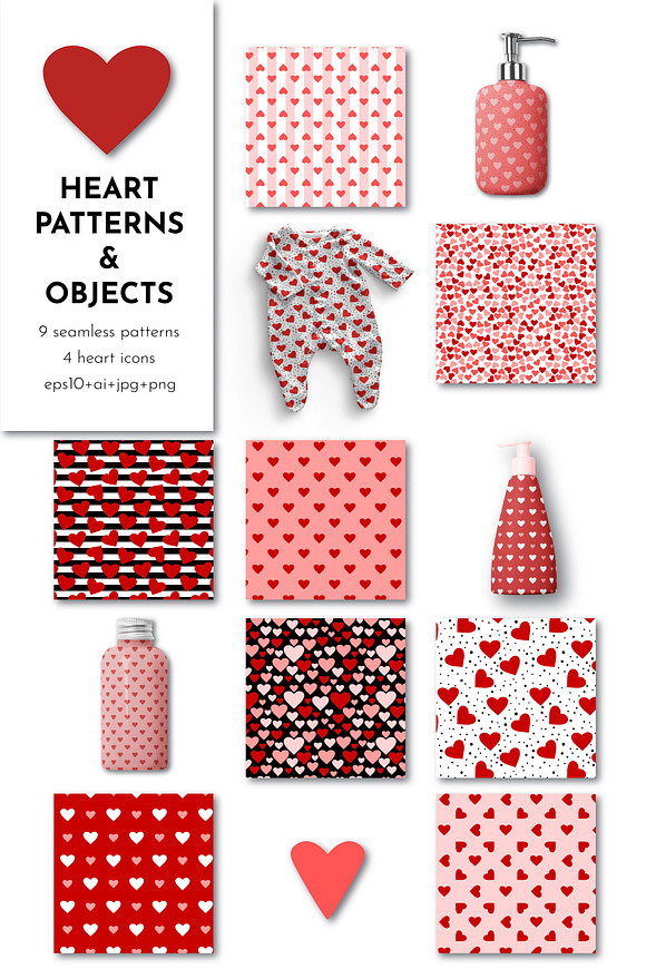 Heart Clipart & Heart Pattern. Love in Patterns - product preview 8