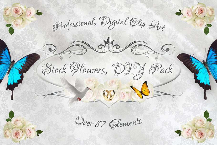 Stock Flowers DIY Pack, 87 Elements