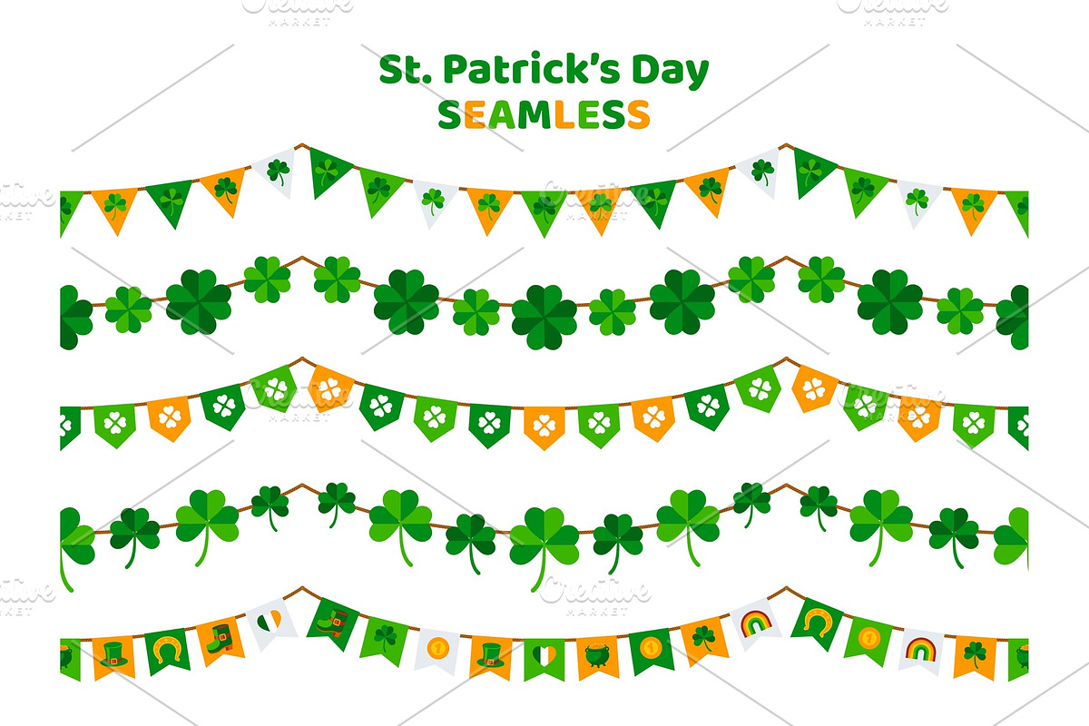 Patricks Day seamless border in Textures - product preview 8