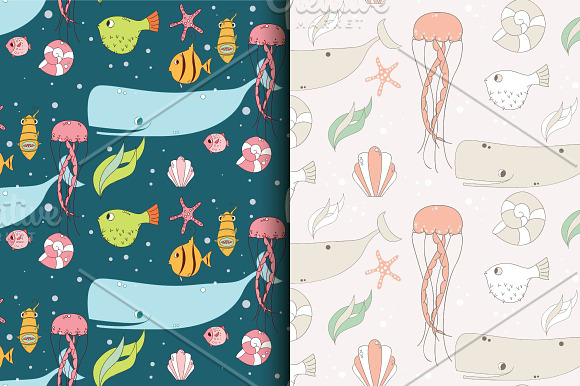 4 Seamless Patterns - Underwater in Patterns - product preview 1