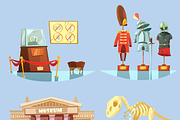 Museum and historical exhibits icons