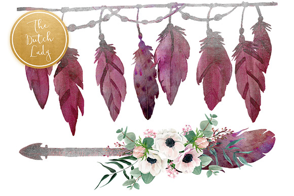 Beautiful Bohemian Clipart Set in Illustrations - product preview 3