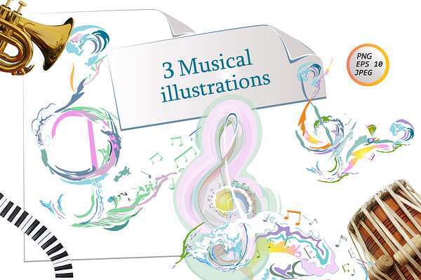 Musical collection with treble clefs