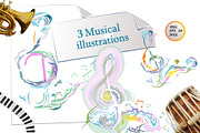 Musical collection with treble clefs