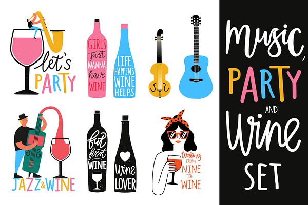 Music, party and wine collection