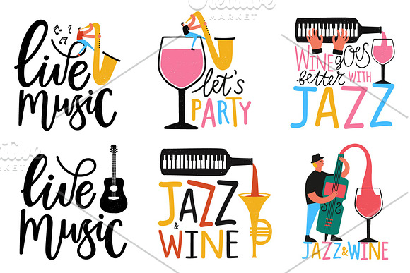 Music, party and wine collection in Illustrations - product preview 1