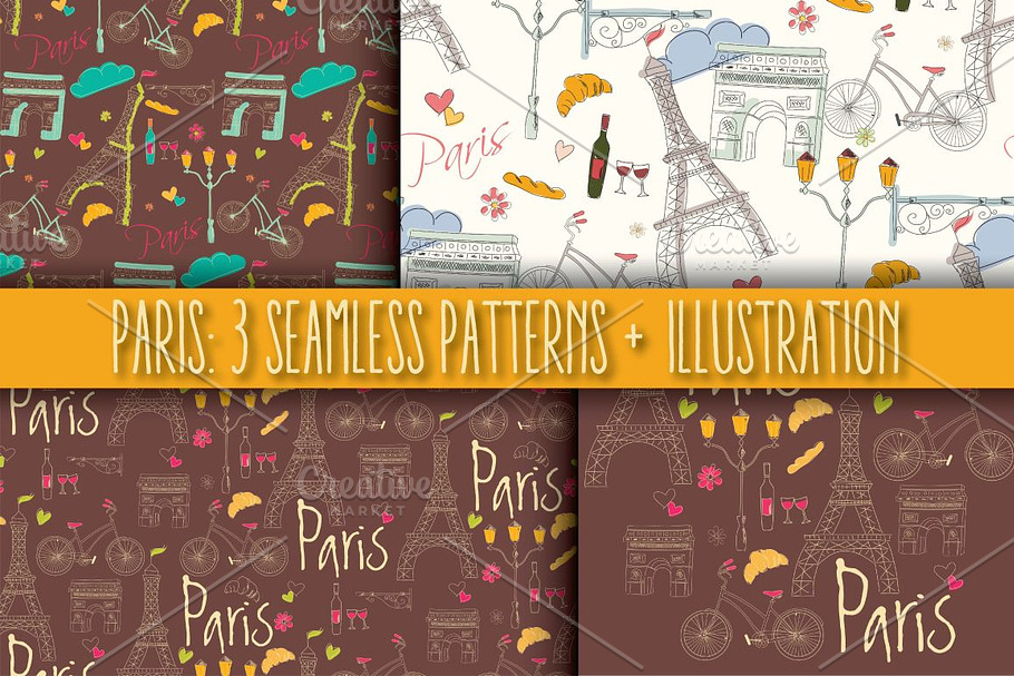 Paris: 3 Patterns + 1 Illustration in Patterns - product preview 8