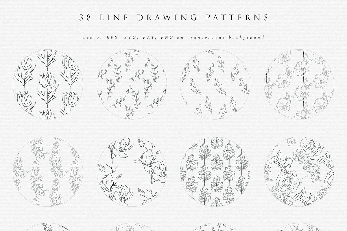 Line Drawing Floral Patterns in Patterns - product preview 8