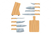Knives cartoon cooking kitchen set
