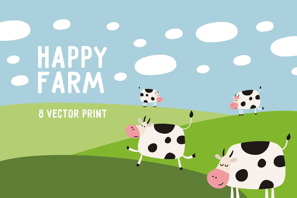Happy farm vector set in Illustrations - product preview 8