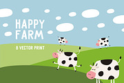 Happy farm vector set