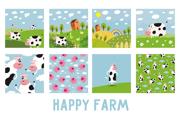 Happy farm vector set in Illustrations - product preview 1