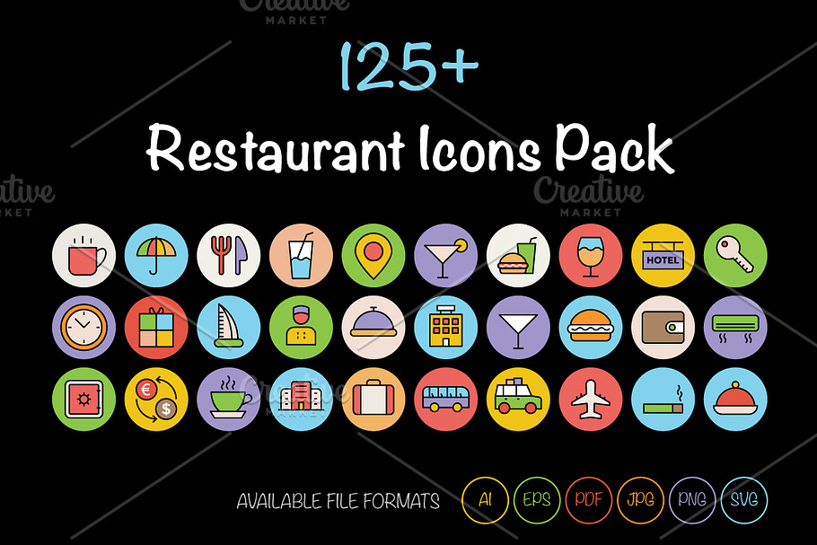 125+ Restaurant Icons Pack in Graphics - product preview 8