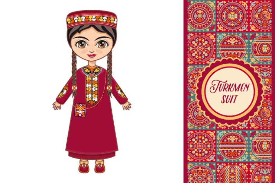 The girl in Turkmen dress. Historica
