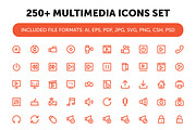 250+ Multimedia Icons Set