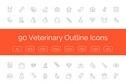 90 Veterinary Outline Icons